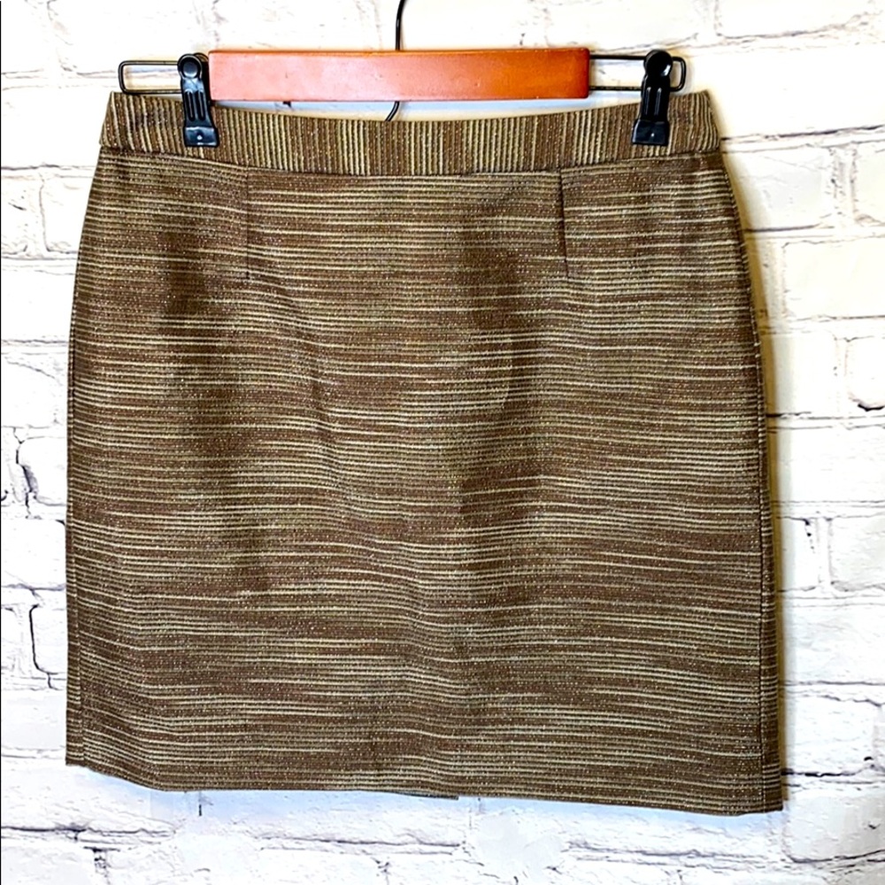 Banana Republic Brown Tan Metallic Gold Striped Mini Skirt Size 4